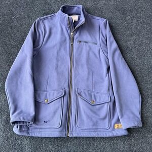 Filson Fleece Jacket Mens Medium Blue Full Zip Stand Collar Chest Pocket Outdoor